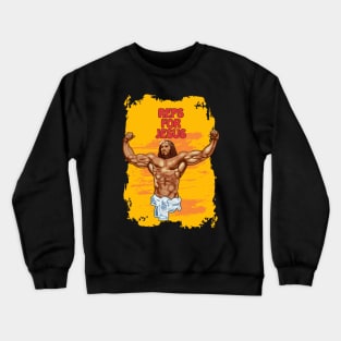 Hallowed be thy gains - Swole Jesus - Jesus is your homie so remember to pray to become swole af! - Golden background Crewneck Sweatshirt